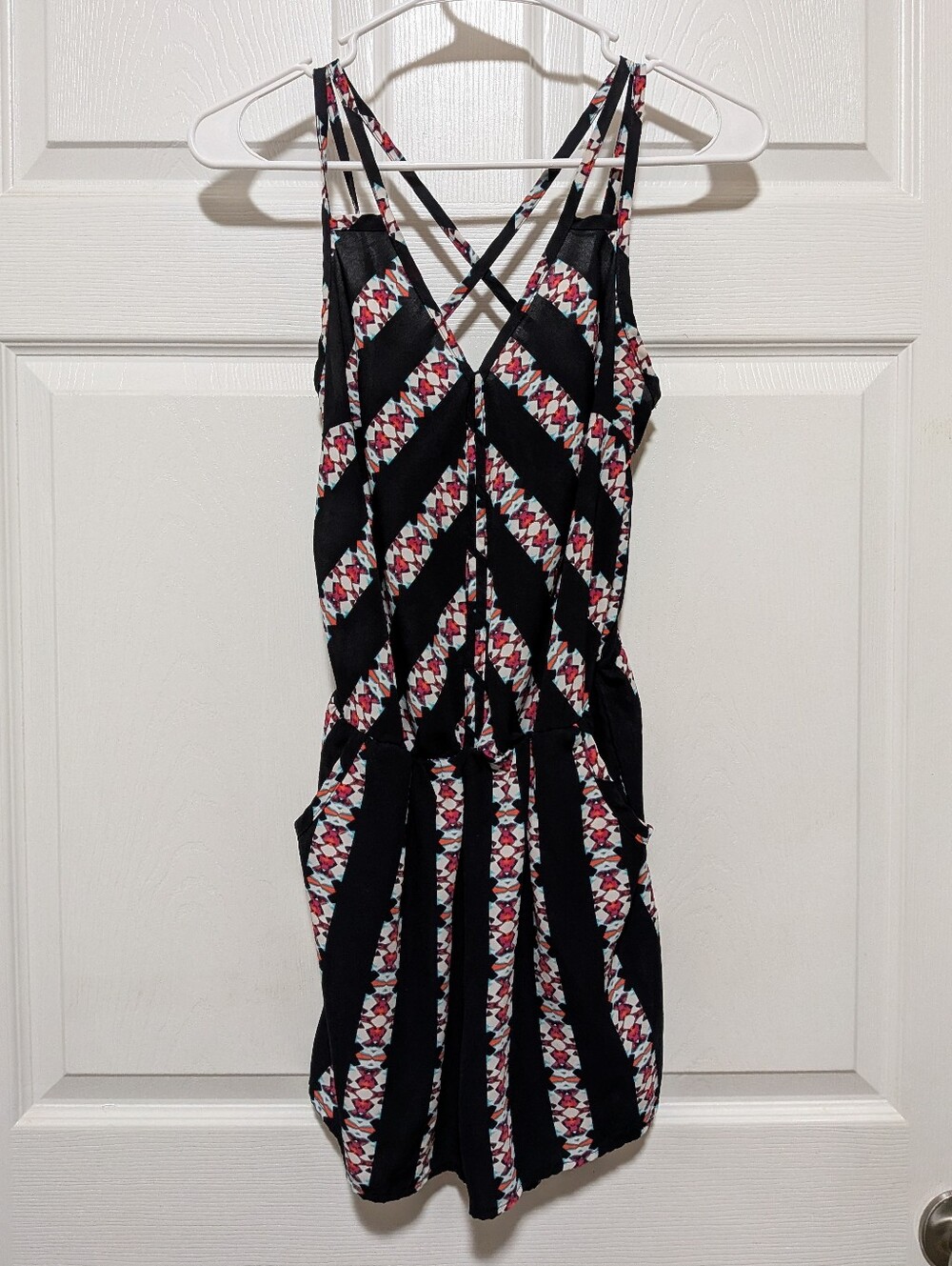 Xhilaration Black Aztec Strappy Romper XS